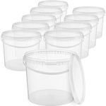 BenBow Eimer mit Deckel 5l transparent 10x 5 Liter - lebensmittelecht, stabil, luftdicht - Plastikeimer mit Henkel - leer