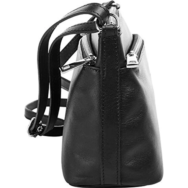 Samantha Look Umhängetasche, echt Leder, Made in Italy, 23 cm x 17 cm x 8 cm, stufenlos verstellbarer Schultergurt, mehrere Fächer mit Reißverschluss – Bild 4
