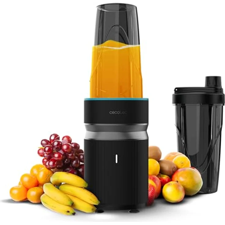 Cecotec Personal Blender PowerTitanium 1000 Push2Go, 1000 W, 6-flügelige Edelstahlklinge, 2 Becher à 700 ml mit Deckeln – Bild 1