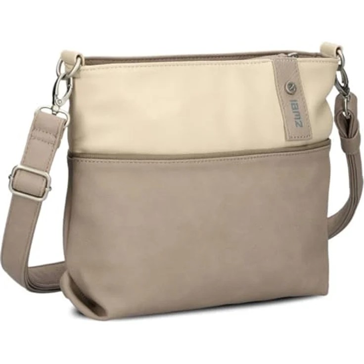 ZWEI Beuteltasche Jana J8, Umhängetasche aus weichem Kunstleder, grau, 27 x 10 x 23 cm – Bild 1