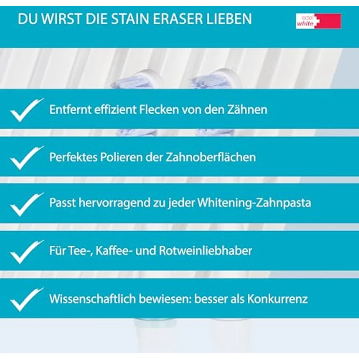 edel+white Whitening Bürstenköpfe für elektrische Zahnbürste Sonic Gen 8+ I Zahnbürstenaufsatz x 2 - Effektive Zahnreinigung und Aufhellung - Weiß – Bild 4