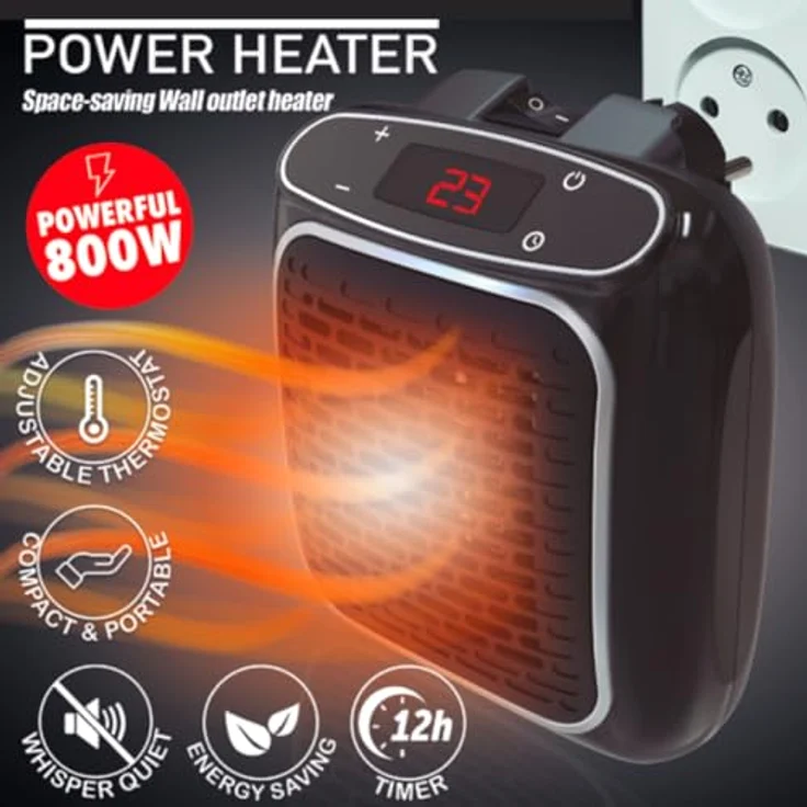 STARLYF Power Heater Wandheizgerät mit Thermo-Keramik-Technologie, Steckdosen-Heizung, 800 W, Timer, digitale Temperaturregelung – Bild 2