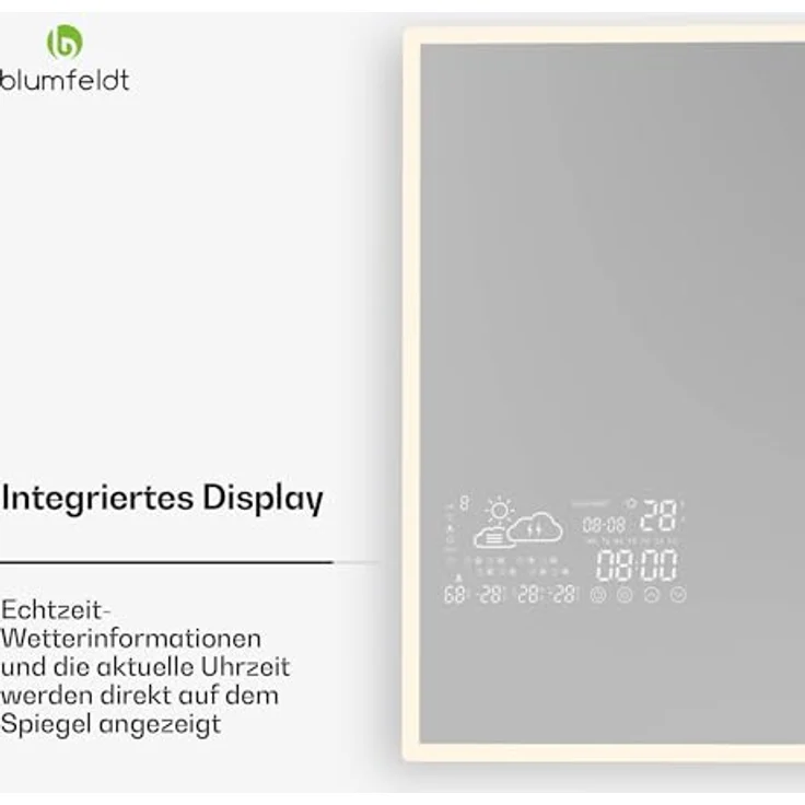 blumfeldt Infrarotheizung ReflectiHeat, elektrische Heizkörper mit Smart Mirror, 600 W, App-Steuerung, Timer, IP44 – Bild 3