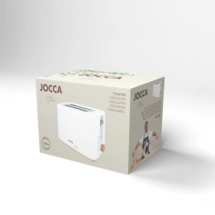 JOCCA Nature-Linie Toaster, 2 Scheiben mit 7 Toaststufen und Auftaufunktion, Weiß mit Holzakzenten – Bild 9