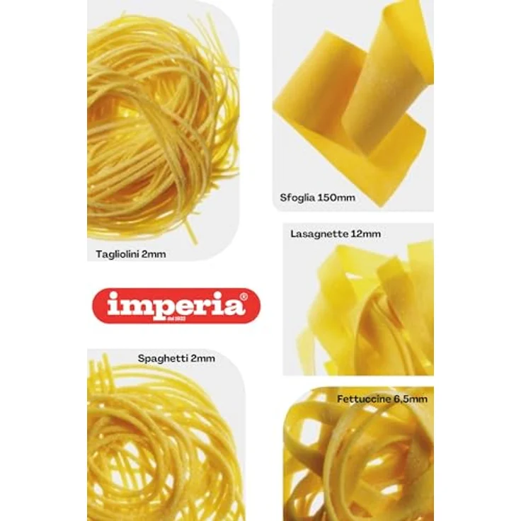 Imperia La Fabbrica Della Pasta Classica, Pastamaschine aus verchromtem Stahl, 9-teilig, Silber/Braun mit verschiedenen Aufsätzen für frische Nudelgerichte – Bild 3