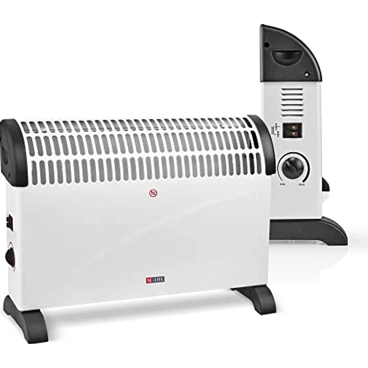 X4-LIFE Konvektor mit 3 StufenWärmeregulierung 750W, 1250W und 2000W, Elektrischer Heizkörper, Überhitzungsschutz mit Kontrollleuchte, Wärmt bis zu 25m², Standheizung mit Tragegriffen – Bild 5