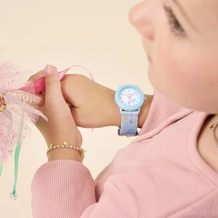 Prinzessin Lillifee Quarzuhr 2037732, Kinderuhr mit längenverstellbarem Textilarmband und kratzfestem Mineralglas, spritzwassergeschützt – Bild 6