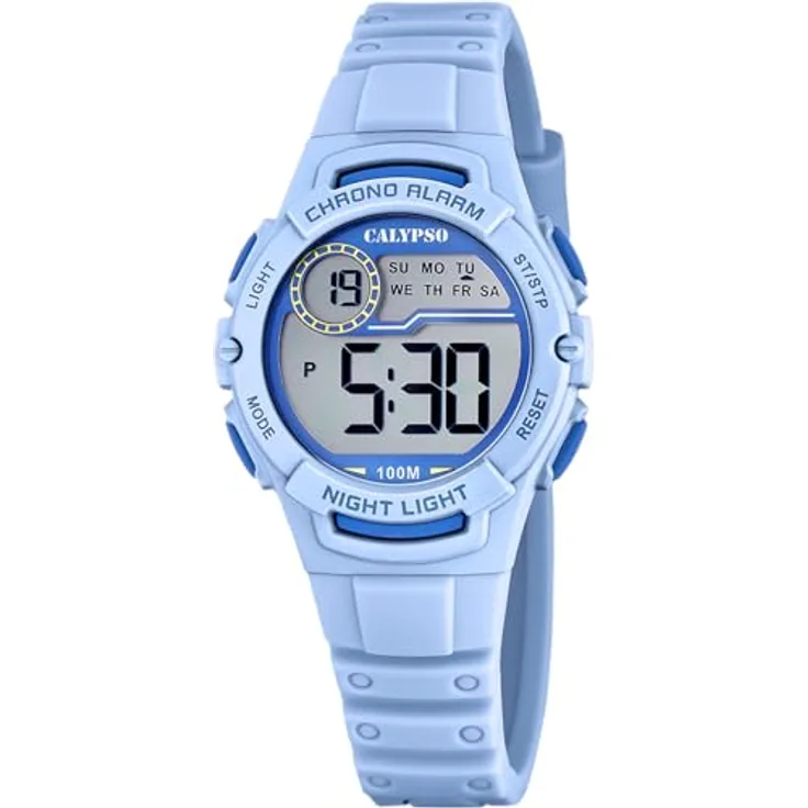 CALYPSO WATCHES Chronograph Junior Collection K5852/2, digitale Kinderuhr mit Datum, Stoppfunktion, hellblau-blau, wasserdicht bis 10 bar