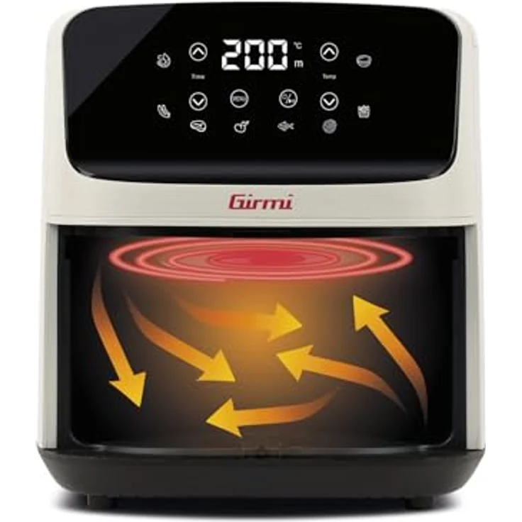 Girmi FG27 "Ecofrit Lite" Heißluftfritteuse, 4,2 Liter, 1400 W, Digitalanzeige mit 8 Programmen, Timer und einstellbarer Gartemperatur, BPA-PFOA sicher, inklusive Rezeptbuch – Bild 4