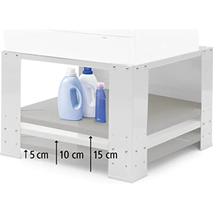 Xavax stabiles Waschmaschinen-Untergestell (60x60 cm, Unterbau-Erhöhung 40 cm, Sockel mit Bodenfach, Podest für Trockner, Gefrierschrank oder Kühlschränke) weiß – Bild 4