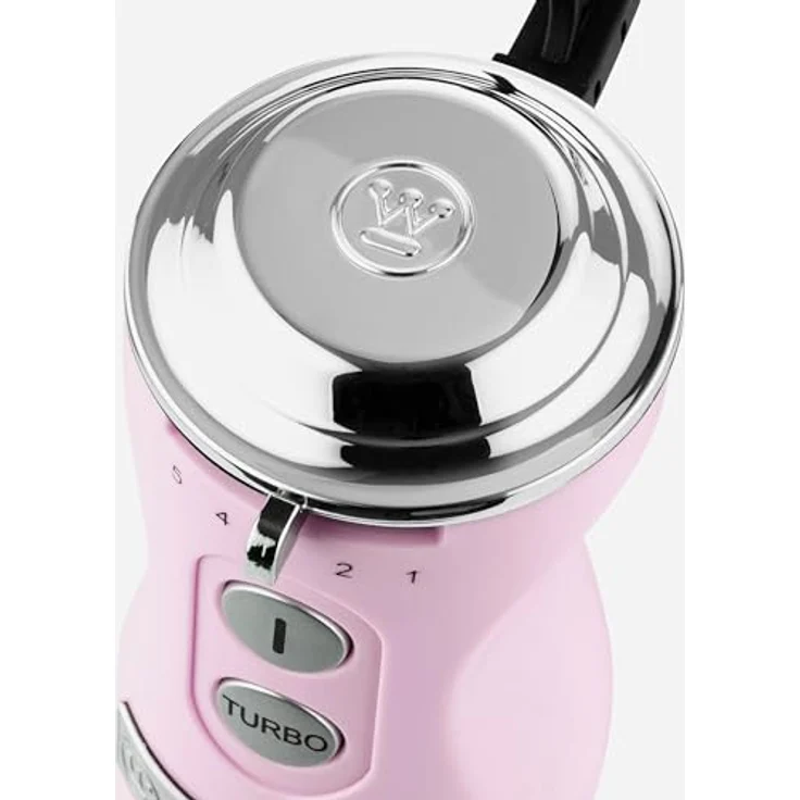 Westinghouse Retro Stabmixer, 4 Geschwindigkeitsstufen, Turbofunktion, 2 Flügelmesser, Edelstahl, Ergonomischer Griff, Abnehmbarer Stab, Aufbewahrungstasche, 600 Watt, pink – Bild 3