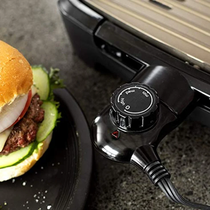 George Foreman Grill Smokeless Tischgrill, raucharmer Indoor BBQ Grill inkl. spülmaschinenfesten Grillrost, Fettauffangschale, vertikale Verstaumöglichkeit, verstellbare Temperatureinstellung,25850-56 – Bild 5