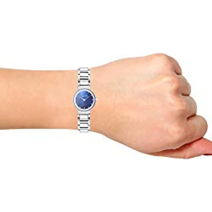 BERING Damen Quarz Uhr 26 mm, silbernes Edelstahlgehäuse mit blauem Zifferblatt, Edelstahlband, 5 ATM, Modell 10126-707 – Bild 4