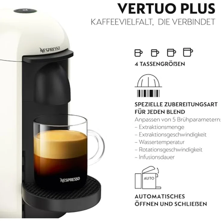 Krups Nespresso XN9031 Vertuo Plus Kaffeekapselmaschine, weiß, 1,1 Liter Wassertank – Bild 3