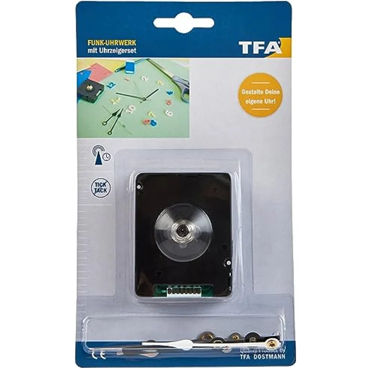 TFA Dostmann Funkwanduhr Sweep Uhrwerk mit Zeigerset TFA 60.3525.01 Geräuscharm – Bild 2