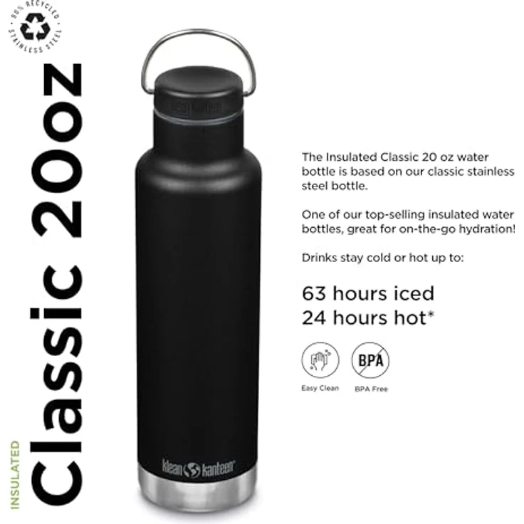 Klean Kanteen Unisex – Erwachsene Classic Schlaufenkappe, Black, One Size – Bild 2