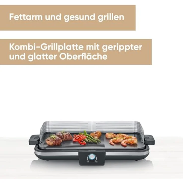 Severin Tischgrill PG 8564, 2.3 W, Leistung 2.300 Watt, Aluminium-Druckguss, mit LED Lichtring. – Bild 2