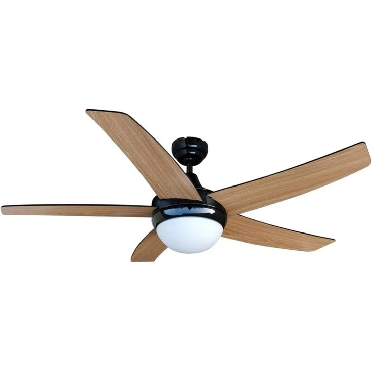 Lindby Auraya, Deckenventilator mit Lampe aus Metall, schwarz, mit Fernbedienung und Vor- und Rücklauffunktion für Wohnzimmer und Esszimmer