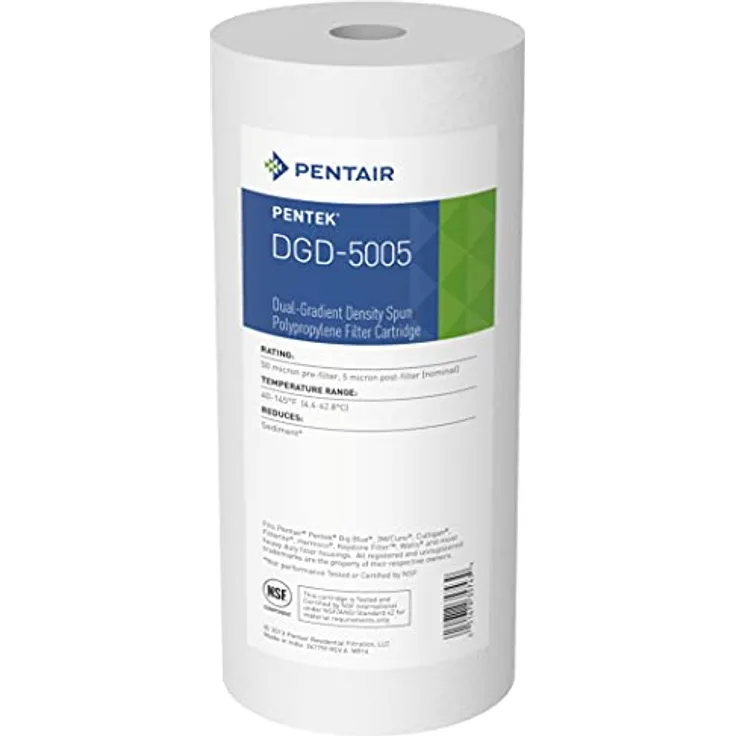Pentair Pentek DGD-5005 Big Blue Sediment-Wasserfilter, 25,4 cm (10 Zoll), robustes Dual-Gradient, Dichte gesponnenes Polypropylen, Ersatzfilterkartusche, 25,4 x 11,4 cm, 5 Mikron