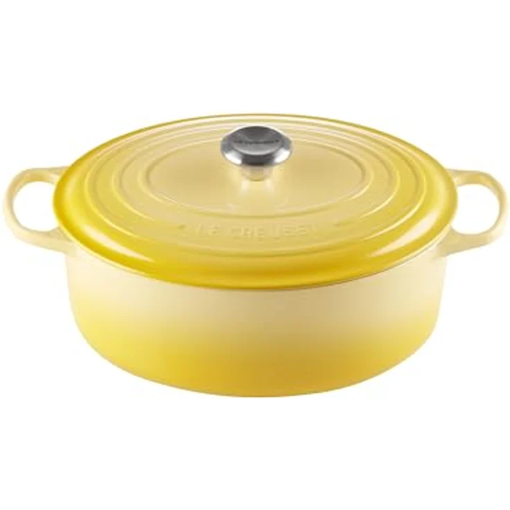 Le Creuset Signature Gusseisen-Bräter mit Deckel, Ø 31 cm, Oval, Für alle Herdarten und Induktion geeignet, Volumen: 6,3 l, Citrus – Bild 2