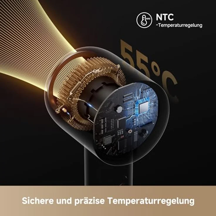 DREAME Hair Glory Mix, High-Speed-Haartrockner mit 3 magnetischen Düsen, NTC-Temperaturregelung, 300.000.000 negative Ionen/cm³, 110.000 U/min Motor, 336 g leicht, Schwarz – Bild 5