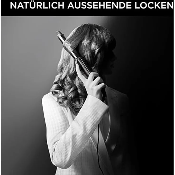 Rowenta x Karl Lagerfeld CF321L Lockenstab | 25 mm | Keratin & Schein-Beschichtung | natürlich wirkende Wellen und Locken | konstante 200°C | schnelles Aufheizen | kühle Spitze | Schwarz/Rot – Bild 3