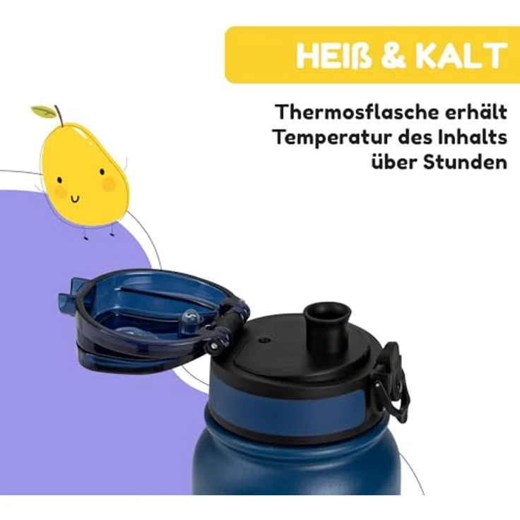 schmatzfatz Edelstahl Thermosflasche, Auslaufsichere Trinkflasche für Kinder, 550ml, BPA-frei, farbenfrohes Design für Schule & Kindergarten – Bild 4