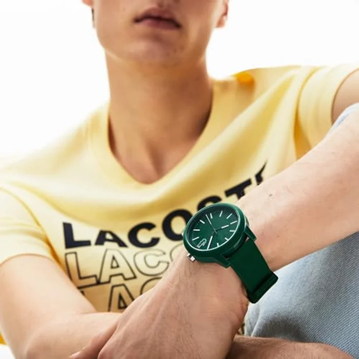 Lacoste Analog Quarzuhr LACOSTE.12.12, Grünes Silikonarmband mit grünem Zifferblatt, wasserabweisend bis 5 bar, 42 mm Gehäusedurchmesser – Bild 4