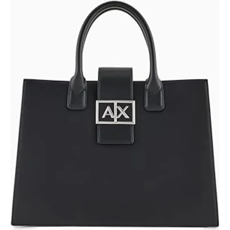 Armani Exchange Jodie Crossbody Bag, elegante Handtasche aus Kunstleder mit verstellbarem Träger, Schwarz