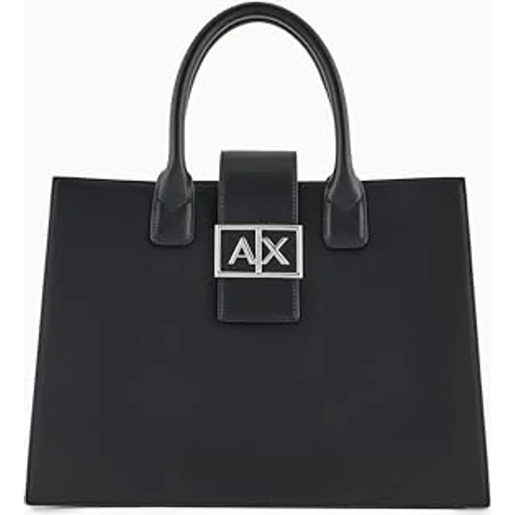Armani Exchange Jodie Crossbody Bag, elegante Handtasche aus Kunstleder mit verstellbarem Träger, Schwarz – Bild 1