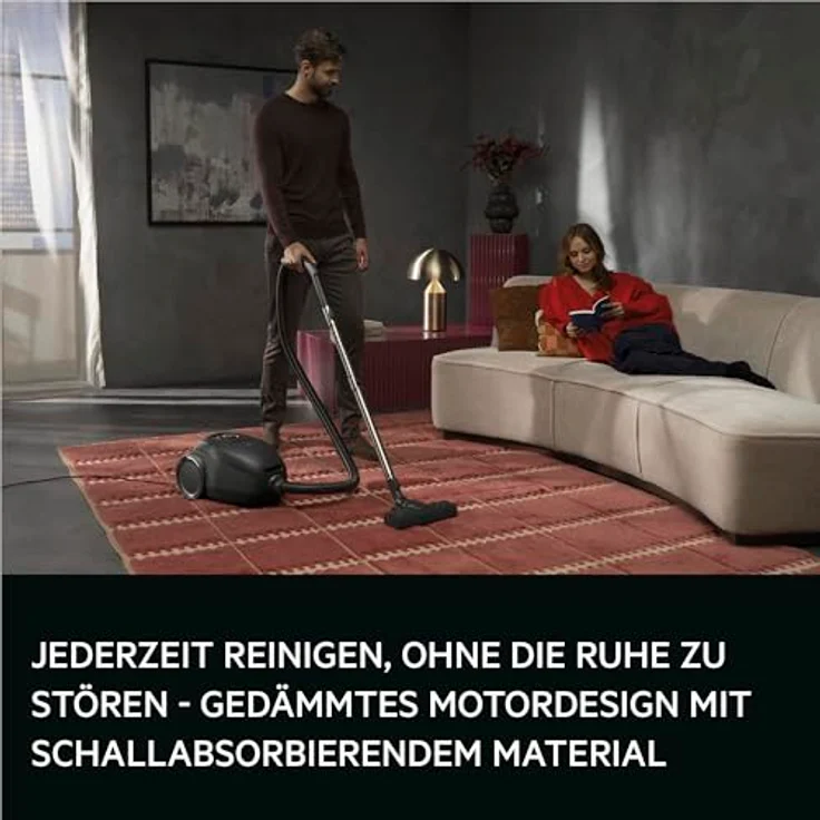 AEG VX83‑2EBR Staubsauger mit Beutel, besonders leise 64 dB, 750 W, HEPA Allergy Plus Filter, AllFloor Düse für Hart- und Teppichböden, schwarz – Bild 2