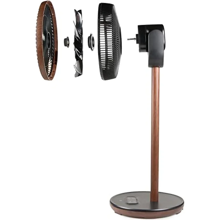 DOMO DO8155 Standventilator, DC ECO Fan mit 3D Oszillation, Fernbedienung, flüsterleise und Baby Modus, Ø 33 cm, Wood Style – Bild 3