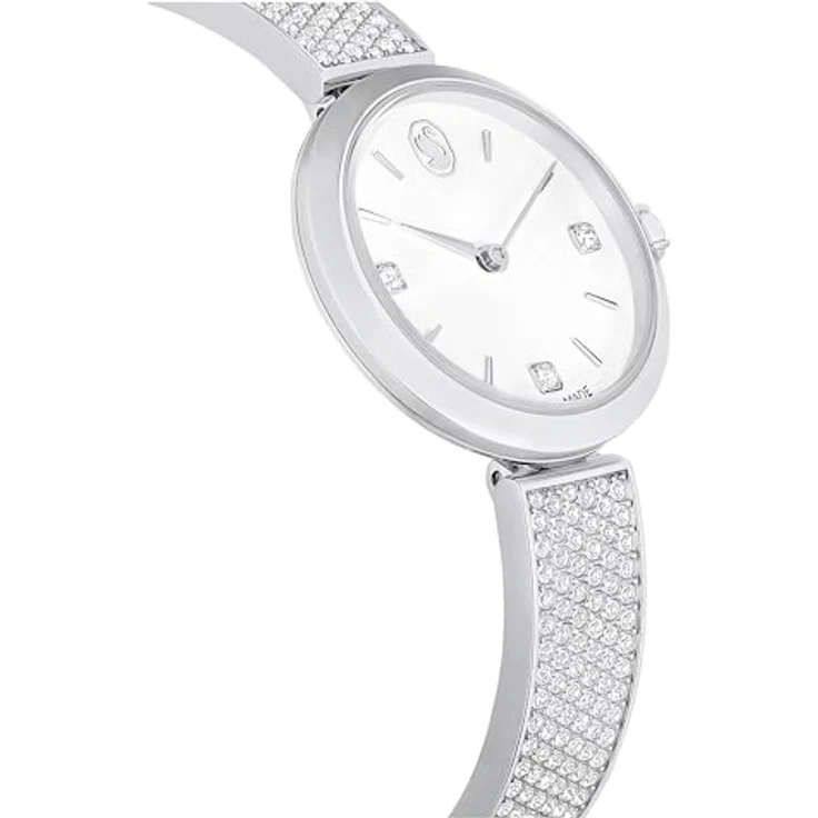 Swarovski Illumina Uhr, Schweizer Produktion, Metallarmband, Silberfarben, Edelstahl, mit 210 Kristallen – Bild 4