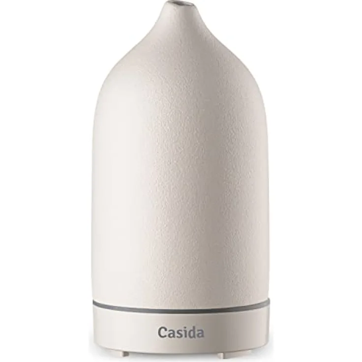 Casida Moderner Keramik Aroma Diffuser, 3-in-1: Ultraschall Diffusor, Luftbefeuchter & Nachtlicht mit LED Licht, 100 ml Wassertank (Weiß)