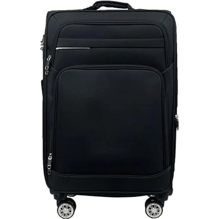 MY TRAVEL BAG Stoff Reisekoffer Trolley Erweiterbar mit Zwillingsrollen, 3er Set, Schwarz – Bild 4