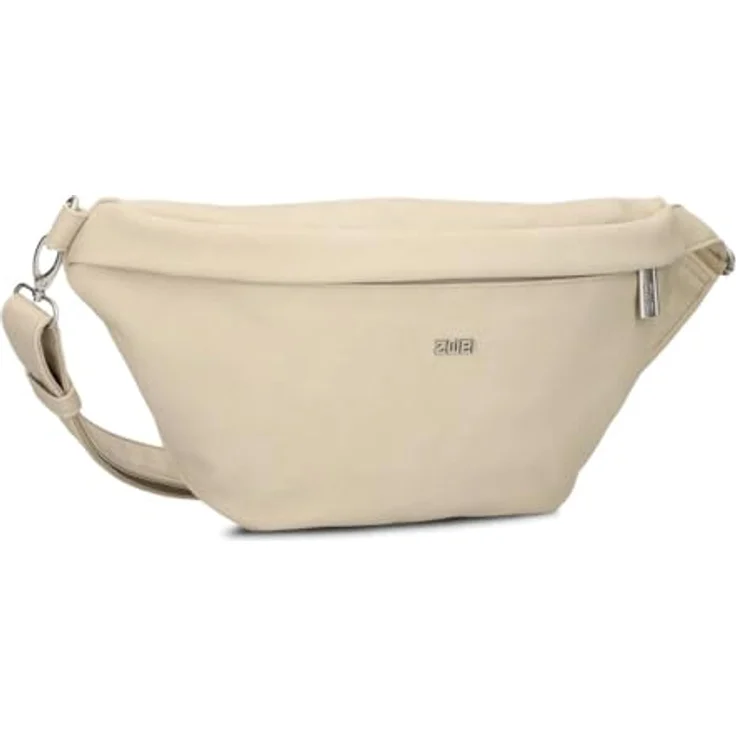 Zwei Mademoiselle.M MH80 Crossbag, Umhängetasche im sportlichen Design, Nubuk-Linen beige, 35 cm x 19 cm x 2,5 cm, abnehmbarer, verstellbarer Schultergurt – Bild 1