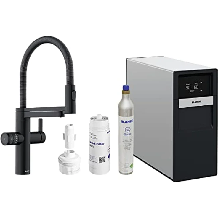 BLANCO drink.soda EVOL-S Pro: Multifunktionales Soda-Wassersystem; Wasser in still, medium und sprudelnd; Wasser in 6 Mengeneinstellungen, schwarz matt – Bild 1