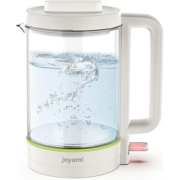 joyami Glas Wasserkocer 1,5L Edelstahl Schnellkocher 1500W BPA Frei