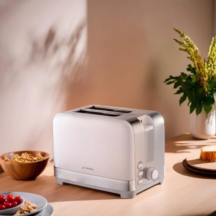 grossag Edelstahl-Toaster TA 28.00, Weiß, 2-Scheiben, Metallic-Design mit stufenlos einstellbarem Bräunungsgrad – Bild 4