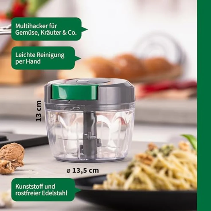 Chefkoch Multi-Zerkleinerer 5-teilig – Schneider für Gemüse, Obst, Kräuter & Nüsse – Inklusive Mix-Einsatz zum Verrühren und Aufschlagen von Flüssigkeiten – Bild 3