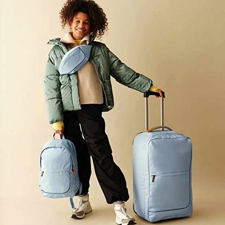 satch Flow S Trolley Koffer Handgepäck 35 l 54x32x23 cm oder Koffer groß 55 l 65x37x29 cm, inkl. Wäschebeutel, Reisegepäck Pure Ice Blue - Hellblau – Bild 2