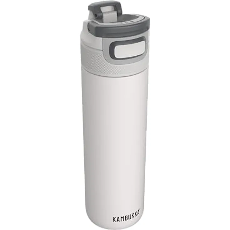 Kambukka Edelstahl Trinkflasche - Modell "ELTON INSULATED CHALK WHITE " - 600 ML - Wasserdichte Thermosflasche: Snapclean Technology - Spülmaschinenfest Deckel – bequemer Griff - Leicht zu halten