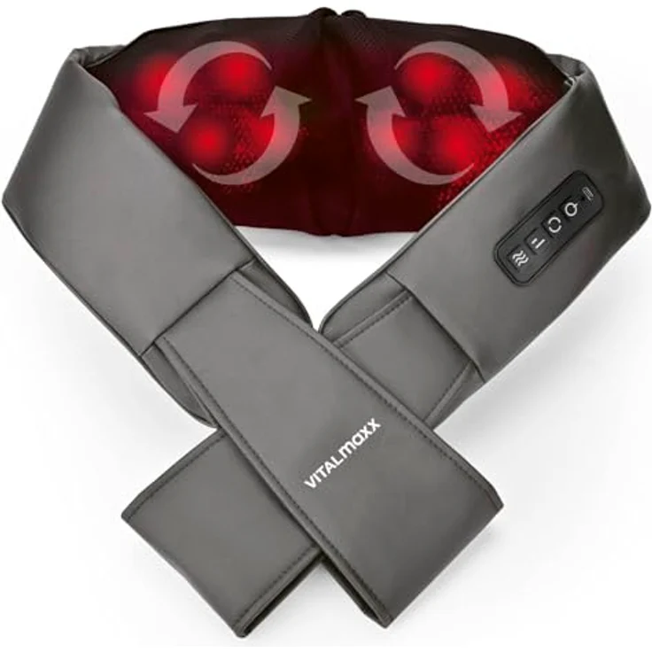 VITALmaxx Shiatsu Nackenmassagegerät, Massagegerät mit Wärmefunktion, Knet- und Druckmassage für Nacken, Schultern, Rücken, Beine, kabellos und USB-C ladbar – Bild 1