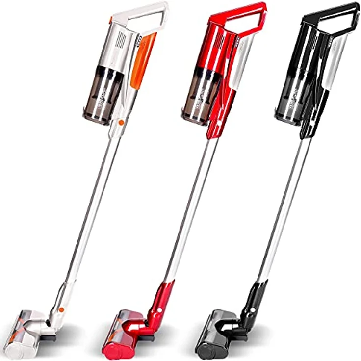 TurboTronic Akku Staubsauger 11000PA - 22V Handstaubsauger kabellos 40min Laufzeit, LED Elektrobürste, Ultraleicht für Hartboden & Teppich Tierhaare Stiel Staubsauger (Rot) – Bild 1