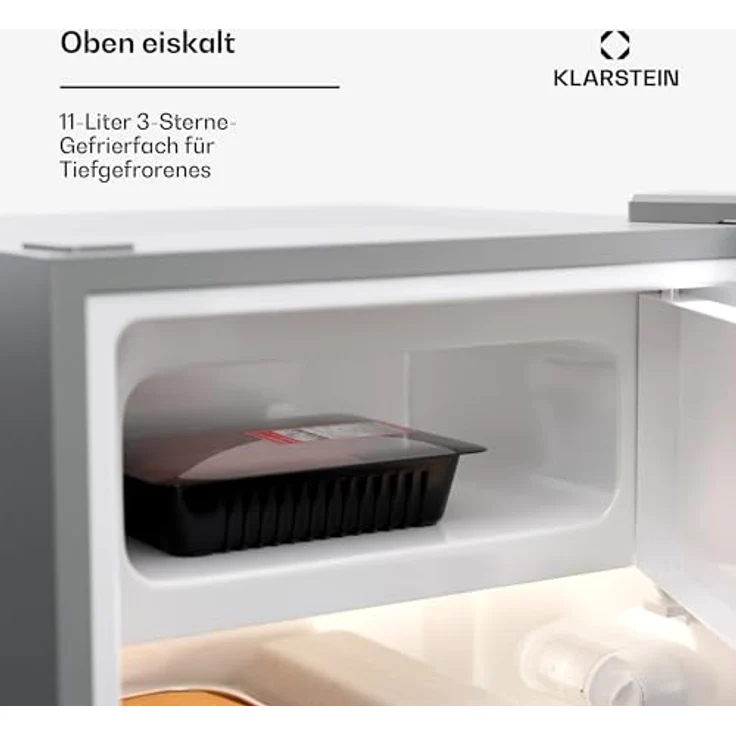 Klarstein Mini Kühlschrank 80 L mit Gefrierfach, LED-Innenbeleuchtung, lautloser Motor - Weiß – Bild 4