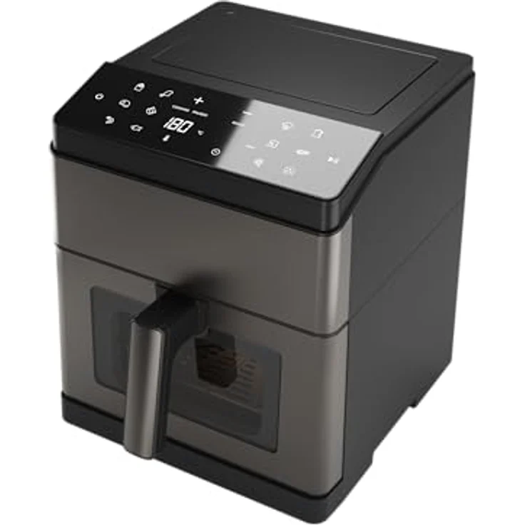 Aiwa AFR-8000 Kumadai Luftfritteuse, 8 l, 1800 W, digitale Steuerung, 12 Programme, Selbstreinigung, Edelstahl/Kunststoff, Metallfarbe – Bild 2