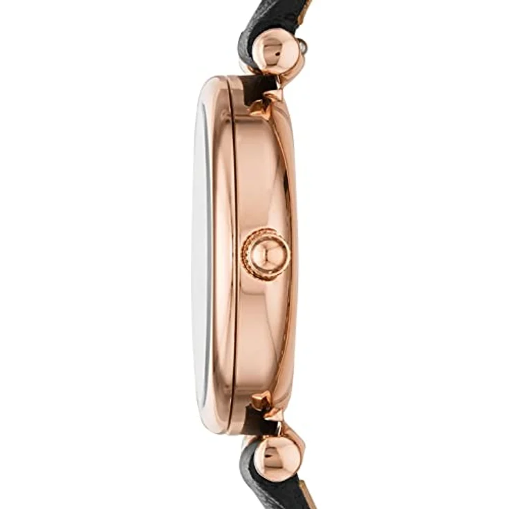 Fossil Damenuhr Carlie Mini, Quarzwerk, 28mm Rose Gold Edelstahlgehäuse mit einem Lederarmband, ES4700 – Bild 3