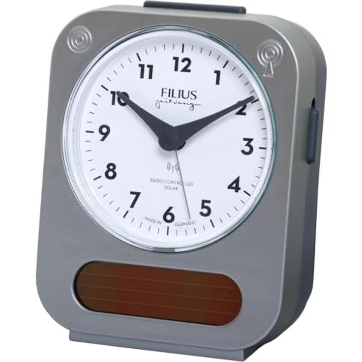 FILIUS zeitdesign Funkwecker Made in Germany, Analog mit Solarbetrieb, dunkeltitanfarben-grau – Bild 2