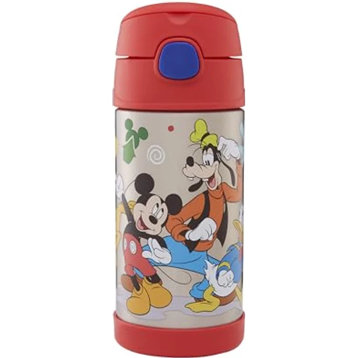 THERMOS kids FUNTAINER Trinkflasche Kinder 350ml, Disney Mickey Maus, Edelstahl, 12h kalt, mit Strohhalm und Tragegriff, BPA-frei, spülmaschinenfest – Bild 1