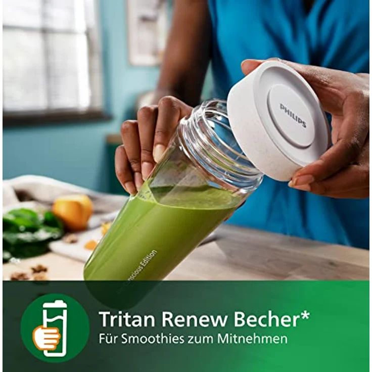 Philips 5000 Series HR2500/00 Smoothiemaker, 350 Watt, 0,6 Liter, ProBlend Technologie, Kunststoff, seidenweiß matt – Bild 6